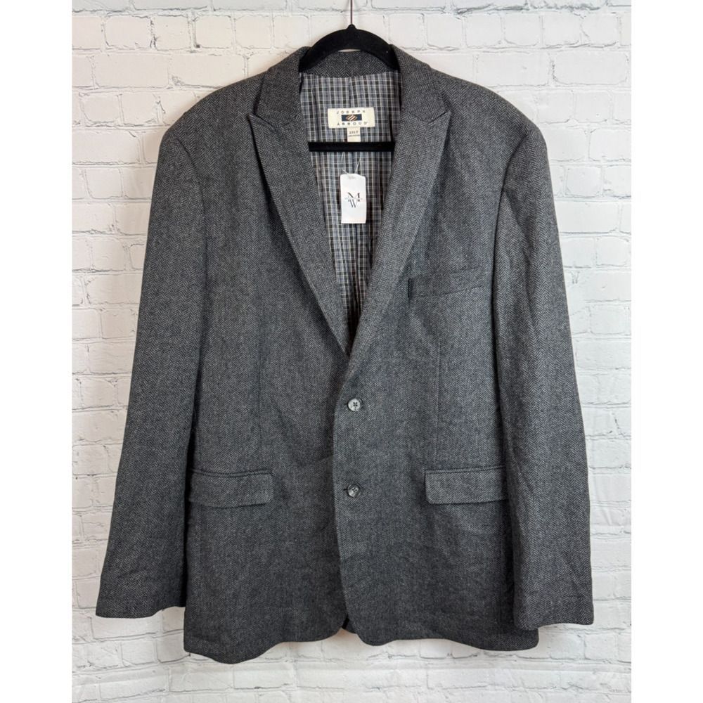 JOSEPH ABBOUD gray herringbone wool blend mens suit jacket blazer 2XLT NWT